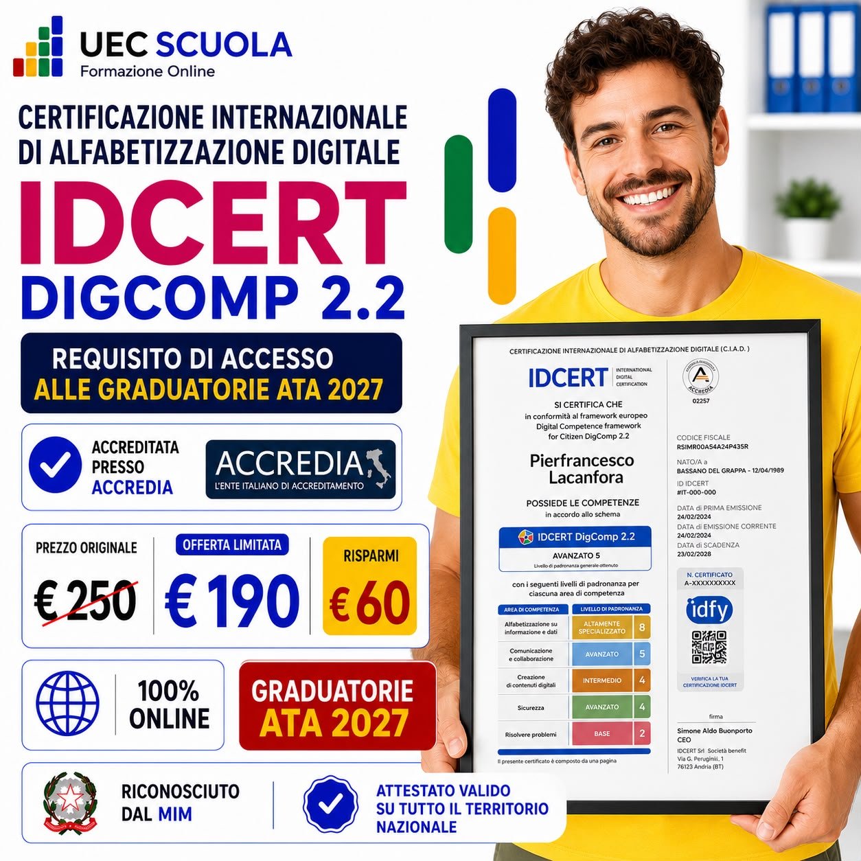 Certificazione Internazionale di Alfabetizzazione Digitale IDCERT DigComp 2.2 Accredia 1 Certificazione Internazionale di Alfabetizzazione Digitale IDCERT DigComp 2.2 Accredia